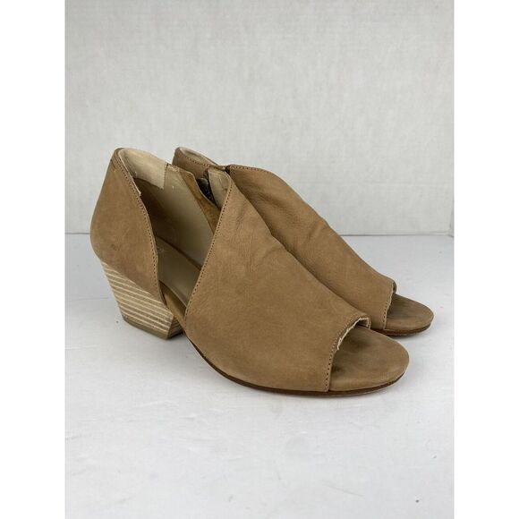 Eileen Fisher Sandals Low Block Heels Brown Leather Side Zipper Size 6.5 - Picture 1 of 12